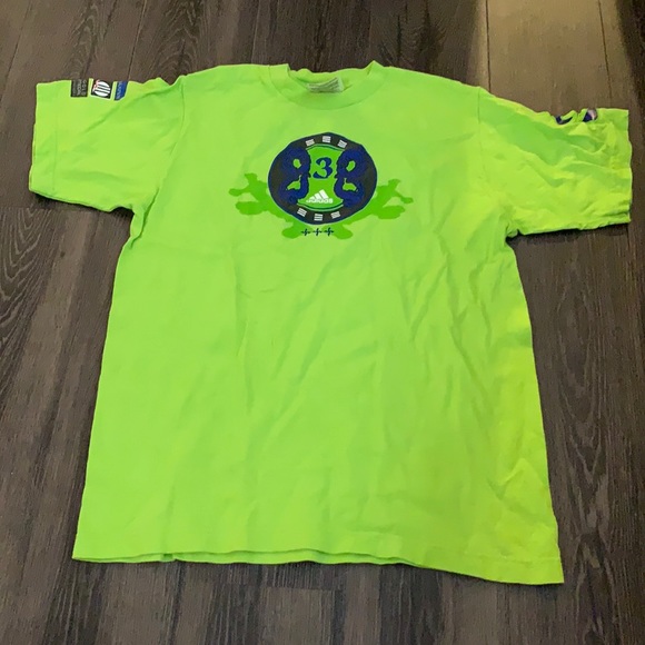 Neon Adidas Green Kids Graphic Tee shirt size L - Picture 1 of 5